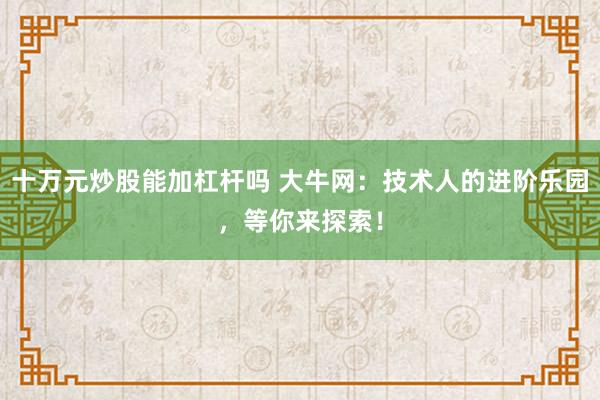 十万元炒股能加杠杆吗 大牛网：技术人的进阶乐园，等你来探索！