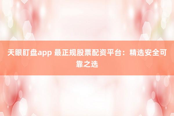 天眼盯盘app 最正规股票配资平台：精选安全可靠之选