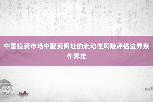 中国投资市场中配资网址的流动性风险评估边界条件界定