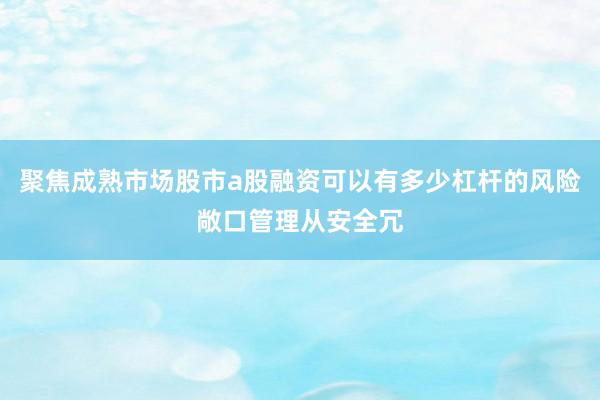 聚焦成熟市场股市a股融资可以有多少杠杆的风险敞口管理从安全冗