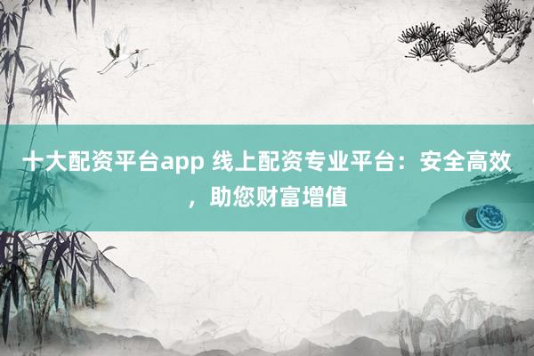 十大配资平台app 线上配资专业平台：安全高效，助您财富增值